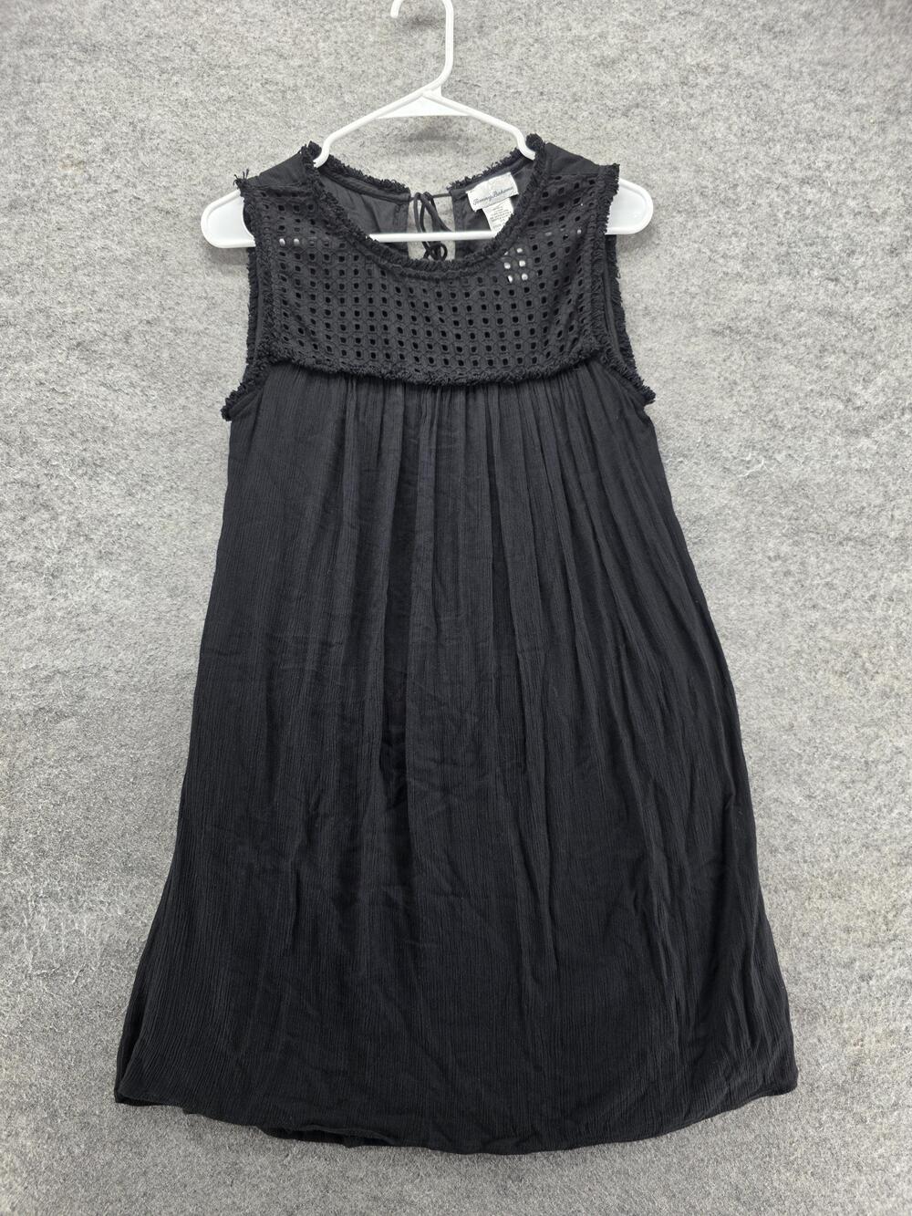 Tommy Bahama Dress Womens XS/XP Black Short Shift Sundress Lined Tasseled